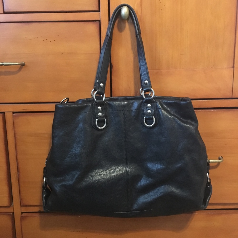 Ashley Black Leather Satchel - Picture 2 of 5
